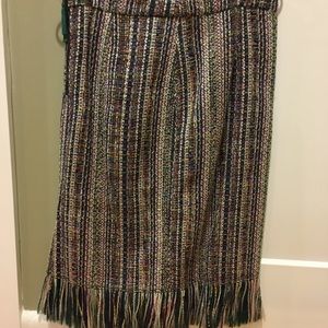 Anthropologie colorful tweed fringe skirt
